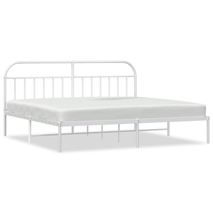 Bedframe Metaal 193 x 203 cm Wit met hoofdbord