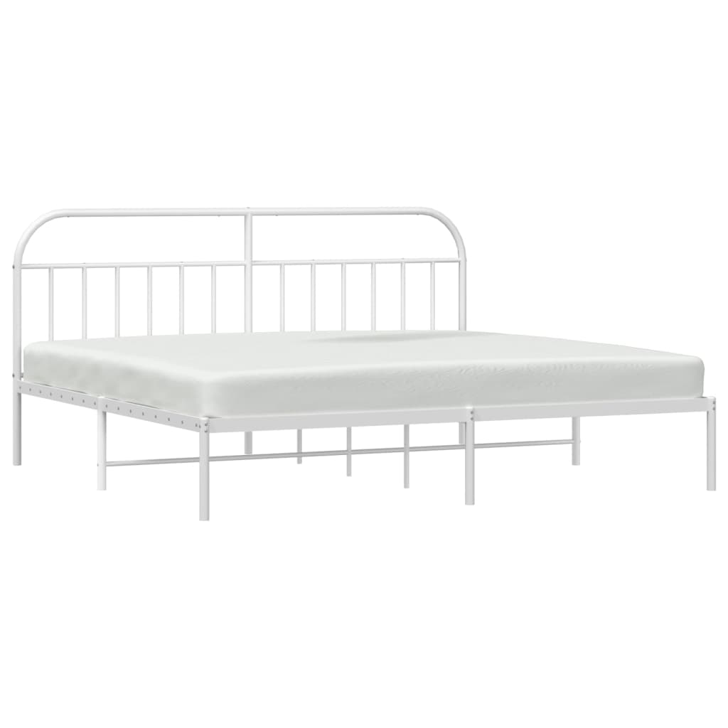 Bedframe Metaal 193 x 203 cm Wit met hoofdbord