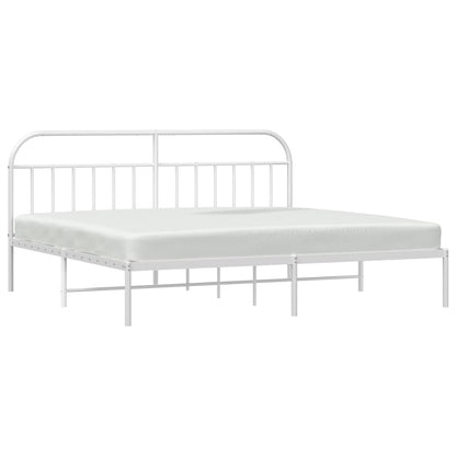 Bedframe Metaal 193 x 203 cm Wit met hoofdbord