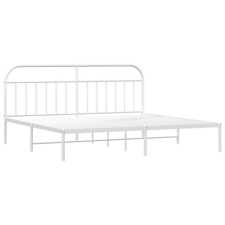 Bedframe Metaal 193 x 203 cm Wit met hoofdbord