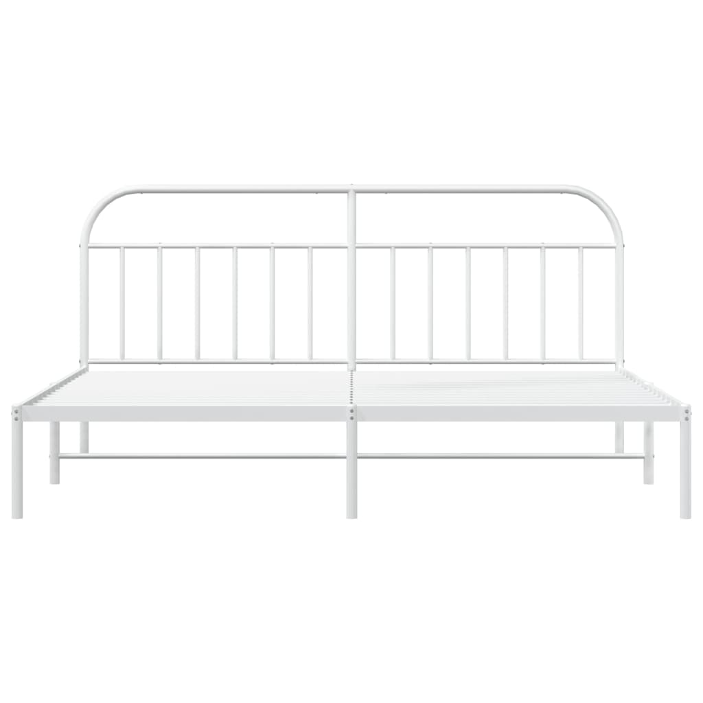 Bedframe Metaal 193 x 203 cm Wit met hoofdbord