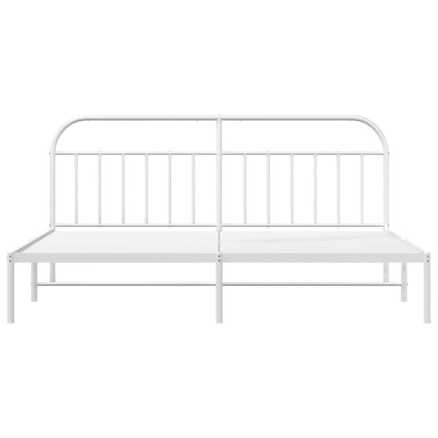 Bedframe Metaal 193 x 203 cm Wit met hoofdbord