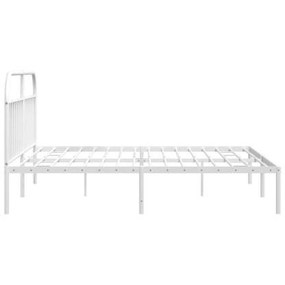 Bedframe Metaal 193 x 203 cm Wit met hoofdbord