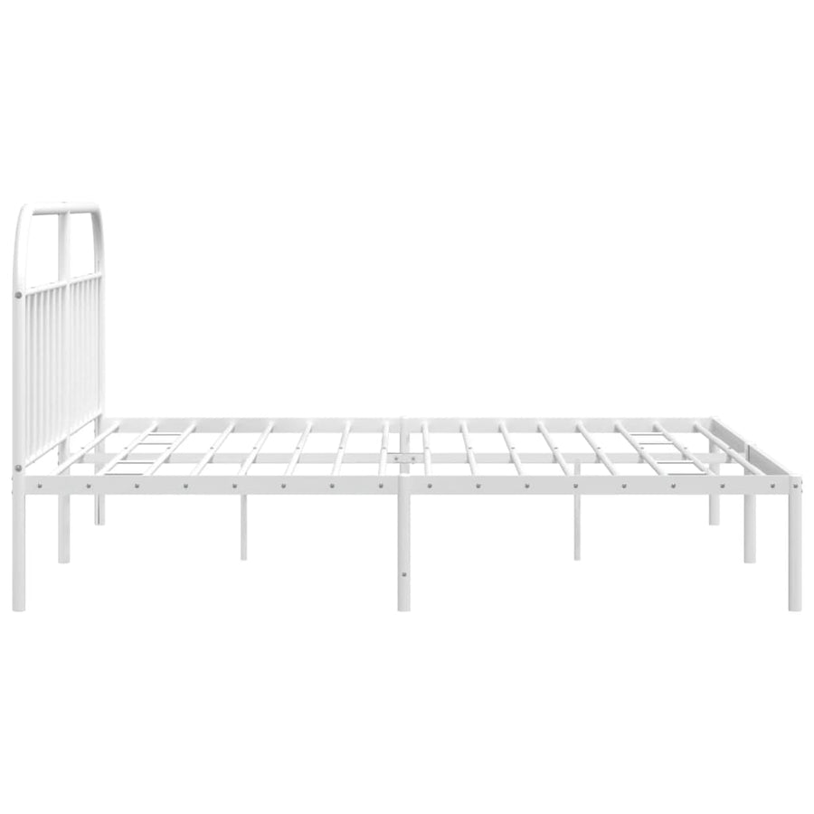 Bedframe Metaal 193 x 203 cm Wit met hoofdbord