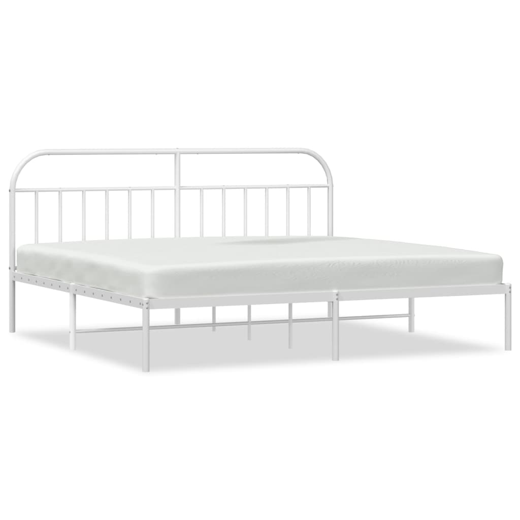 Bedframe Metaal 200 x 200 cm Wit met hoofdbord