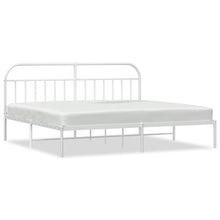 Bedframe Metaal 200 x 200 cm Wit met hoofdbord