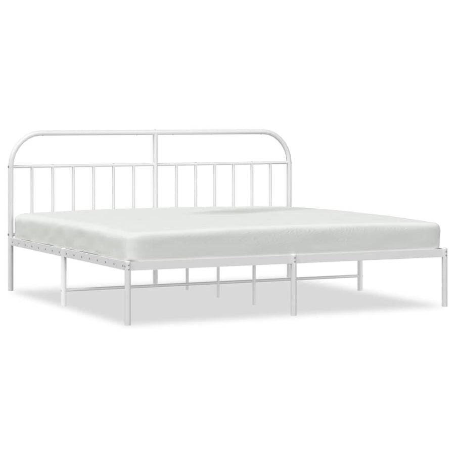 Bedframe Metaal 200 x 200 cm Wit met hoofdbord