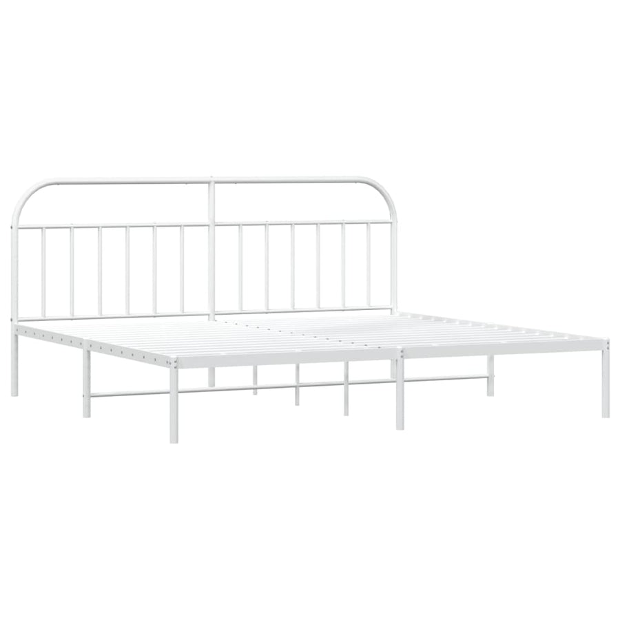 Bedframe Metaal 200 x 200 cm Wit met hoofdbord