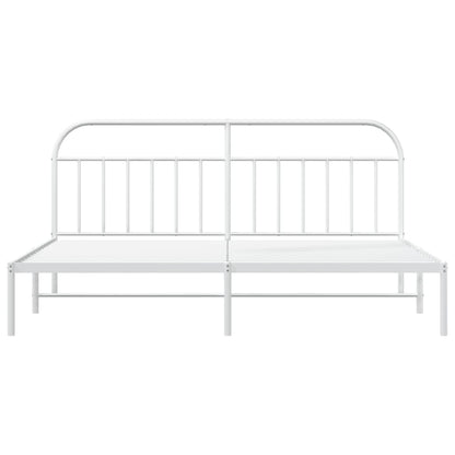 Bedframe Metaal 200 x 200 cm Wit met hoofdbord