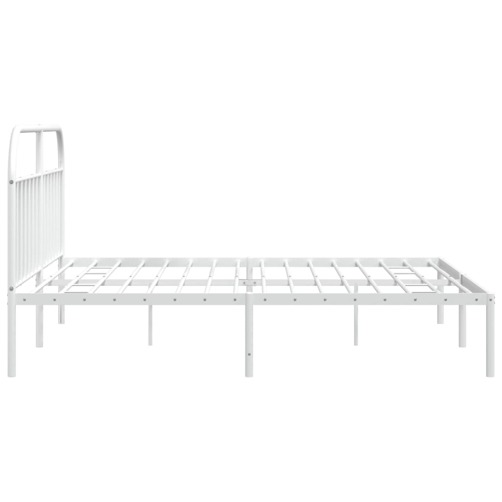 Bedframe Metaal 200 x 200 cm Wit met hoofdbord
