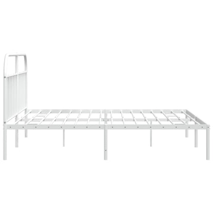 Bedframe Metaal 200 x 200 cm Wit met hoofdbord