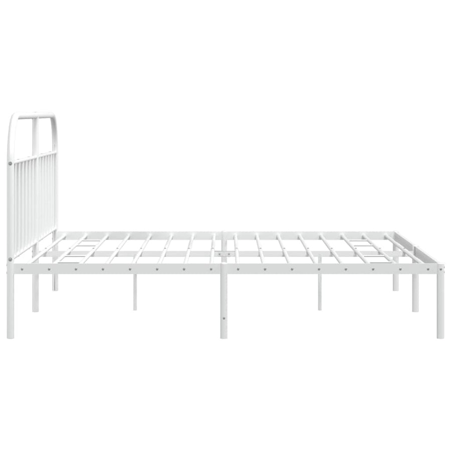 Bedframe Metaal 200 x 200 cm Wit met hoofdbord