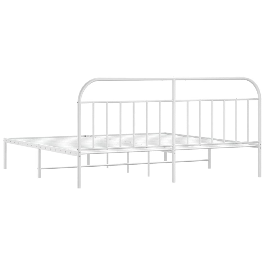 Bedframe Metaal 200 x 200 cm Wit met hoofdbord