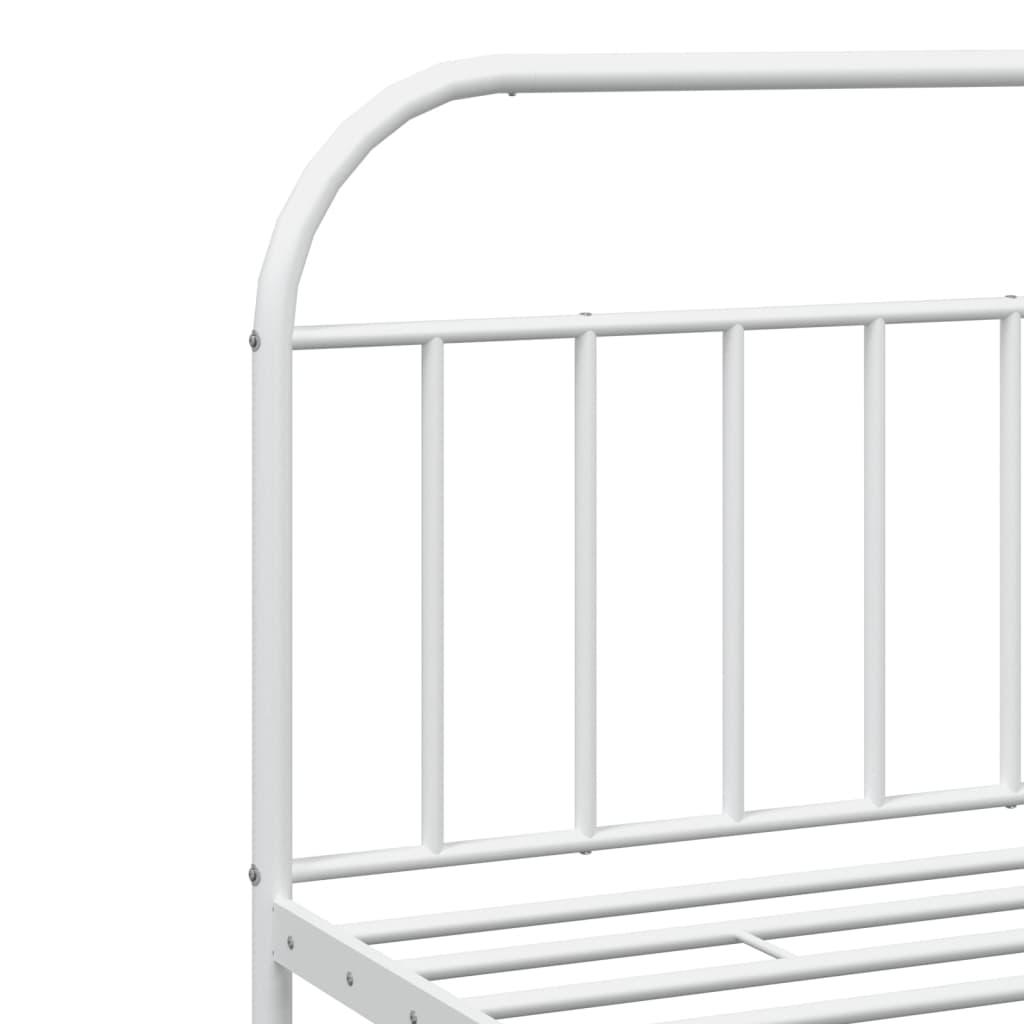 Bedframe Metaal 200 x 200 cm Wit met hoofdbord