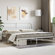 Bedframe Metaal 200 x 200 cm Wit met hoofdbord