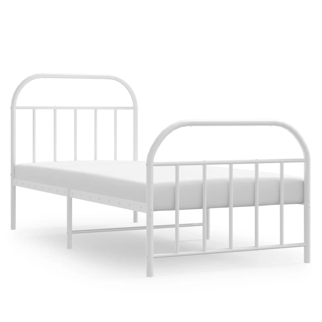 Bedframe Met Hoofd- En Voeteneinde Metaal 90 x 190 cm Wit met hoofdbord & voetbord