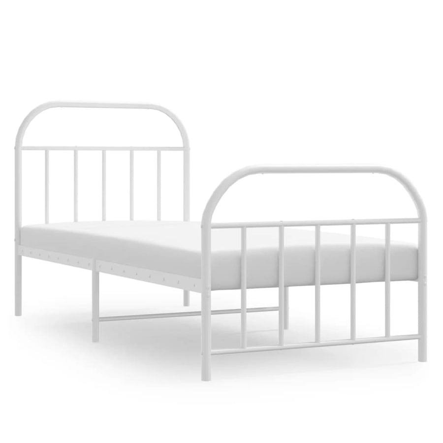Bedframe Met Hoofd- En Voeteneinde Metaal 90 x 190 cm Wit met hoofdbord & voetbord