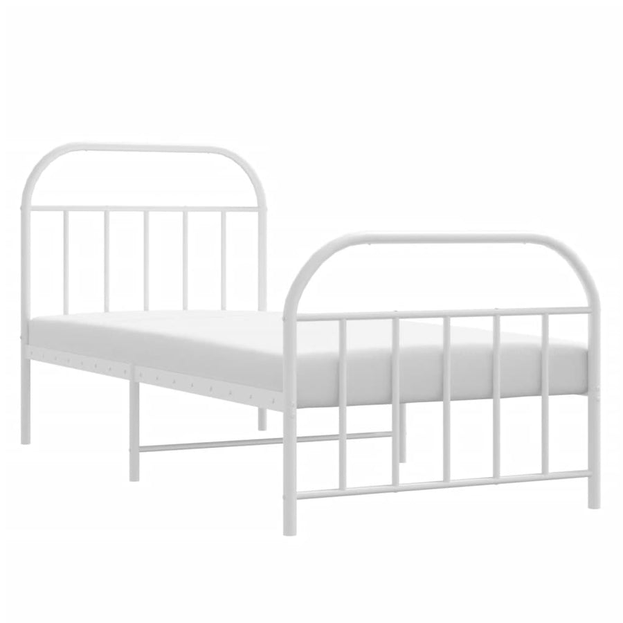 Bedframe Met Hoofd- En Voeteneinde Metaal 90 x 190 cm Wit met hoofdbord & voetbord