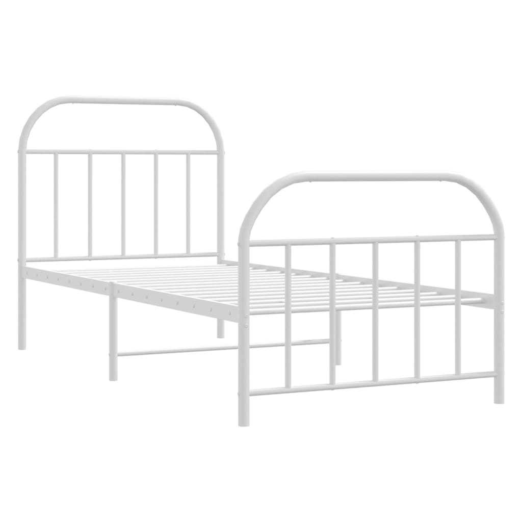 Bedframe Met Hoofd- En Voeteneinde Metaal 90 x 190 cm Wit met hoofdbord & voetbord