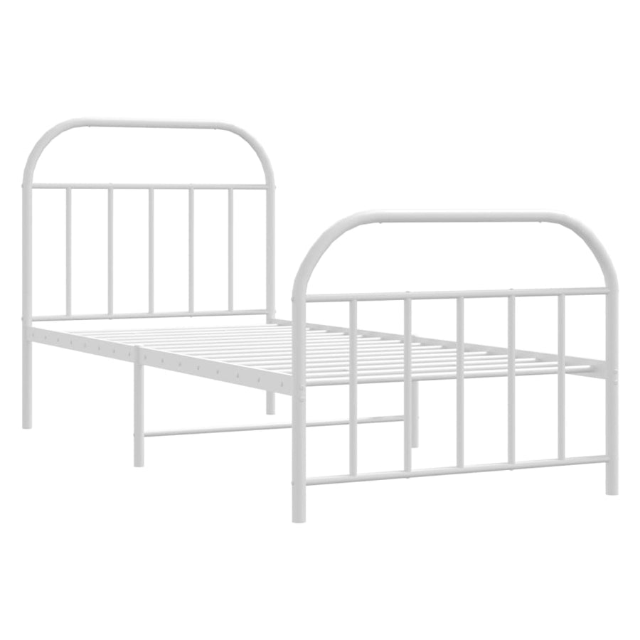 Bedframe Met Hoofd- En Voeteneinde Metaal 90 x 190 cm Wit met hoofdbord & voetbord