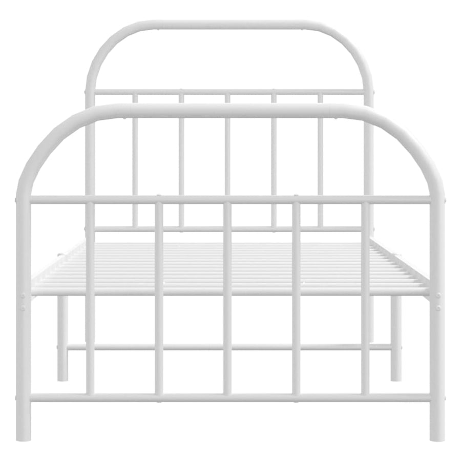 Bedframe Met Hoofd- En Voeteneinde Metaal 90 x 190 cm Wit met hoofdbord & voetbord