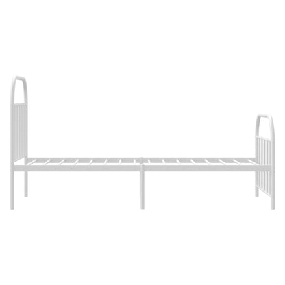 Bedframe Met Hoofd- En Voeteneinde Metaal 90 x 190 cm Wit met hoofdbord & voetbord