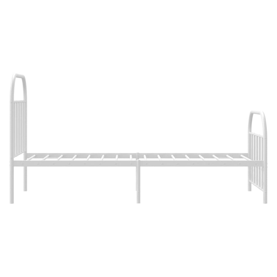 Bedframe Met Hoofd- En Voeteneinde Metaal 90 x 190 cm Wit met hoofdbord & voetbord