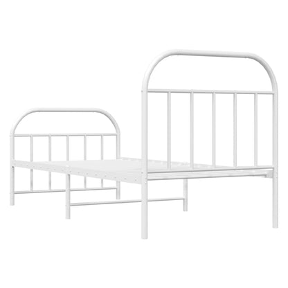 Bedframe Met Hoofd- En Voeteneinde Metaal 90 x 190 cm Wit met hoofdbord & voetbord