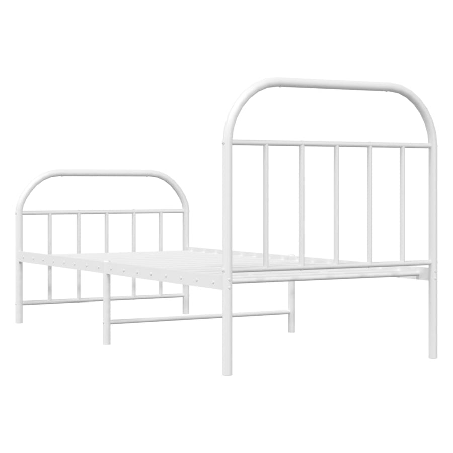 Bedframe Met Hoofd- En Voeteneinde Metaal 90 x 190 cm Wit met hoofdbord & voetbord