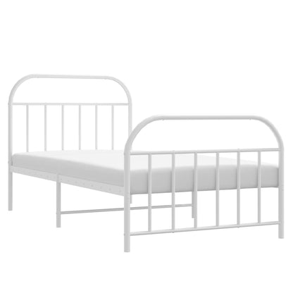 Bedframe Met Hoofd- En Voeteneinde Metaal 100 x 190 cm Wit met hoofdbord & voetbord