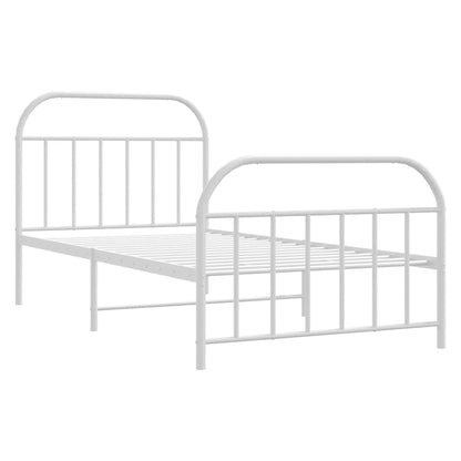 Bedframe Met Hoofd- En Voeteneinde Metaal 100 x 190 cm Wit met hoofdbord & voetbord