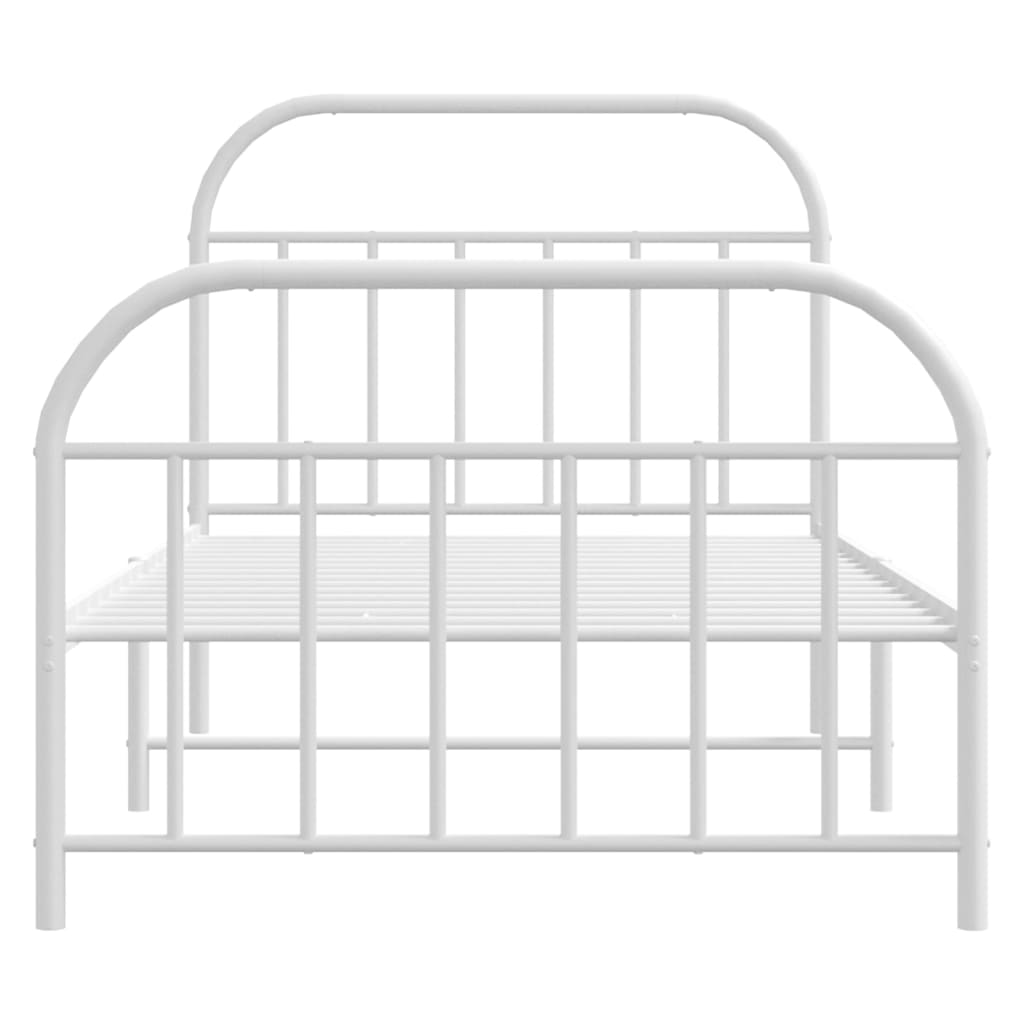 Bedframe Met Hoofd- En Voeteneinde Metaal 100 x 190 cm Wit met hoofdbord & voetbord