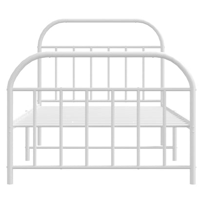 Bedframe Met Hoofd- En Voeteneinde Metaal 100 x 190 cm Wit met hoofdbord & voetbord