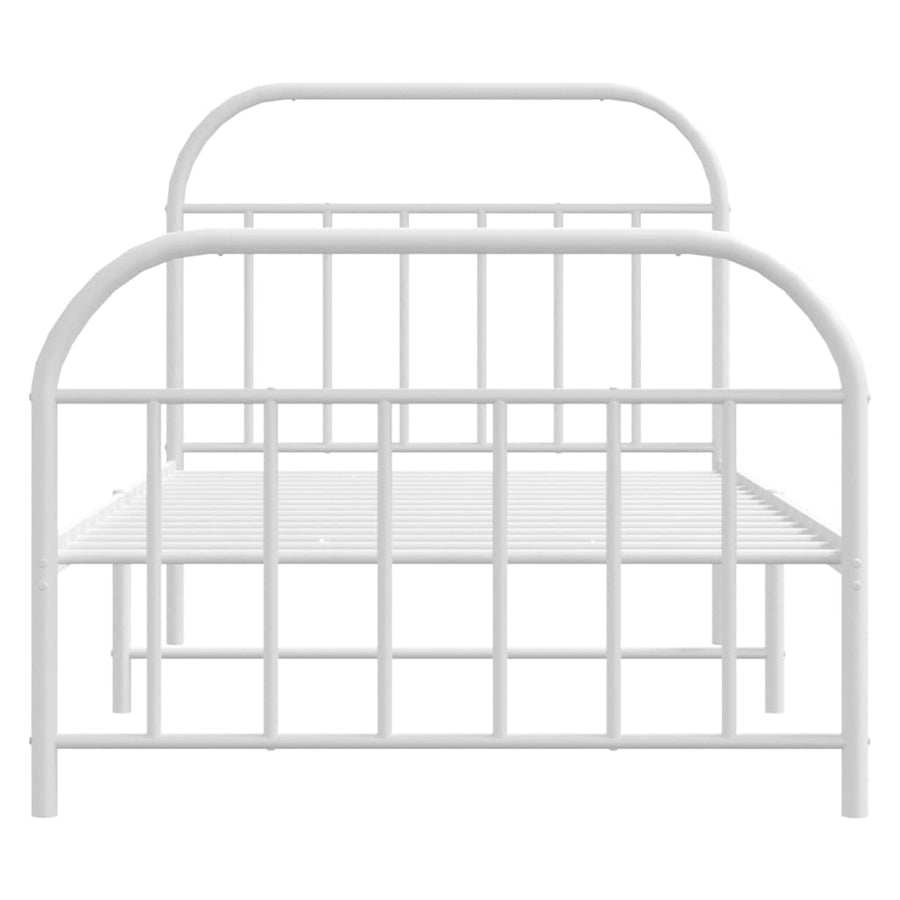 Bedframe Met Hoofd- En Voeteneinde Metaal 100 x 190 cm Wit met hoofdbord & voetbord