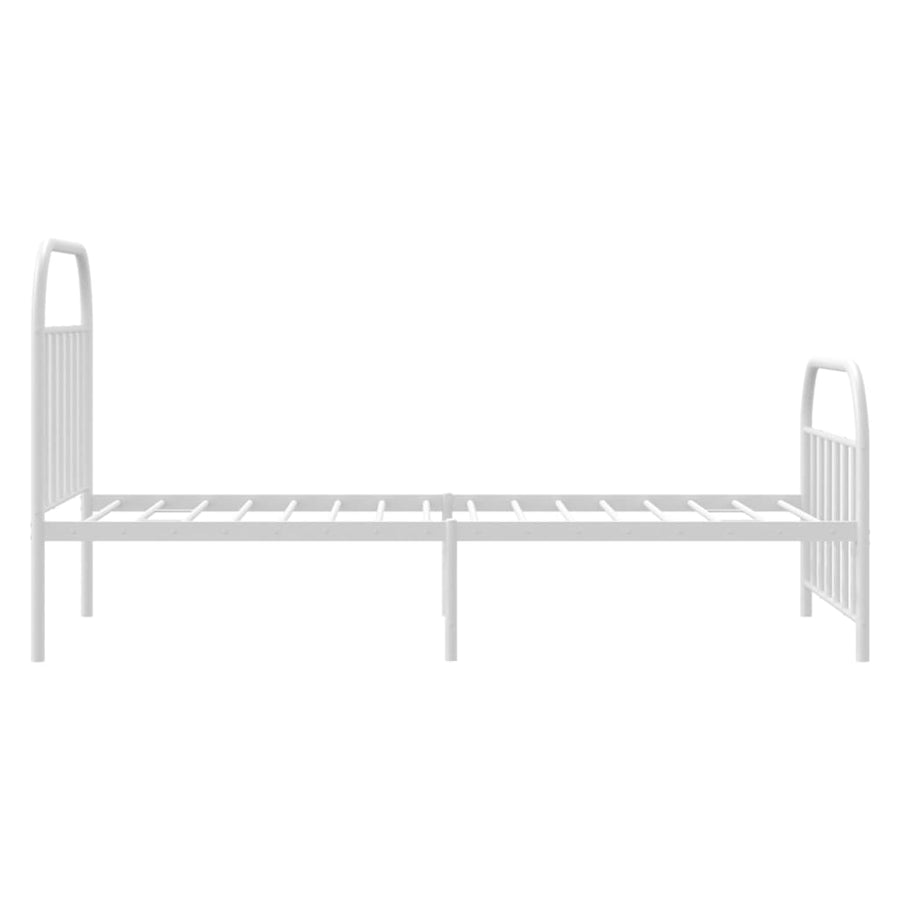 Bedframe Met Hoofd- En Voeteneinde Metaal 100 x 190 cm Wit met hoofdbord & voetbord