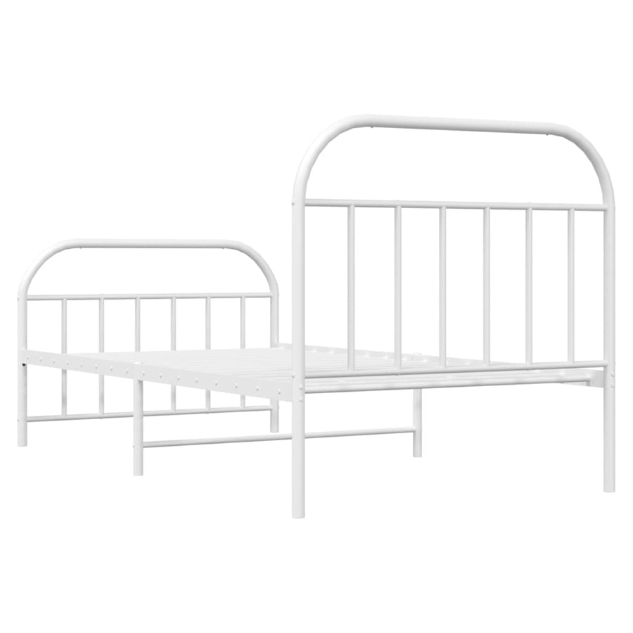 Bedframe Met Hoofd- En Voeteneinde Metaal 100 x 190 cm Wit met hoofdbord & voetbord