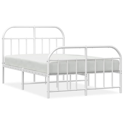 Bedframe Met Hoofd- En Voeteneinde Metaal 120 X 190 Cm Wit met hoofdbord & voetbord