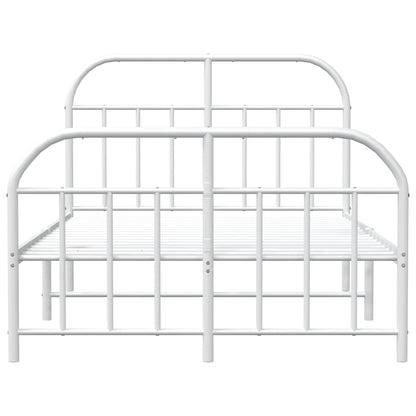 Bedframe Met Hoofd- En Voeteneinde Metaal 120 X 190 Cm Wit met hoofdbord & voetbord
