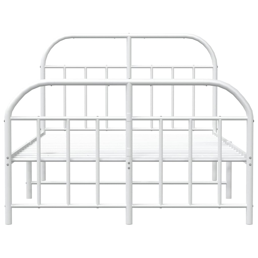 Bedframe Met Hoofd- En Voeteneinde Metaal 120 X 190 Cm Wit met hoofdbord & voetbord
