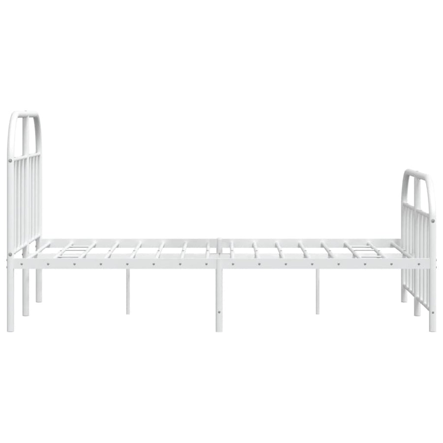 Bedframe Met Hoofd- En Voeteneinde Metaal 120 X 190 Cm Wit met hoofdbord & voetbord