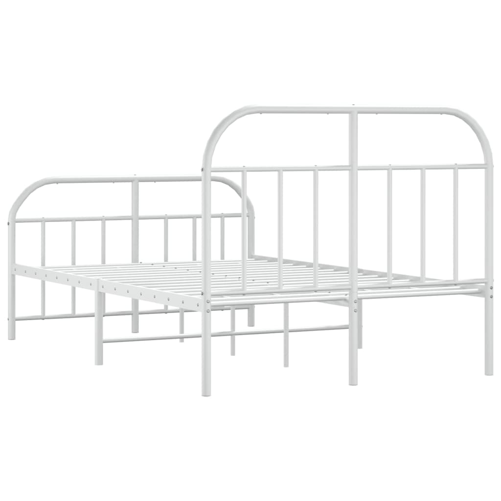 Bedframe Met Hoofd- En Voeteneinde Metaal 120 X 190 Cm Wit met hoofdbord & voetbord