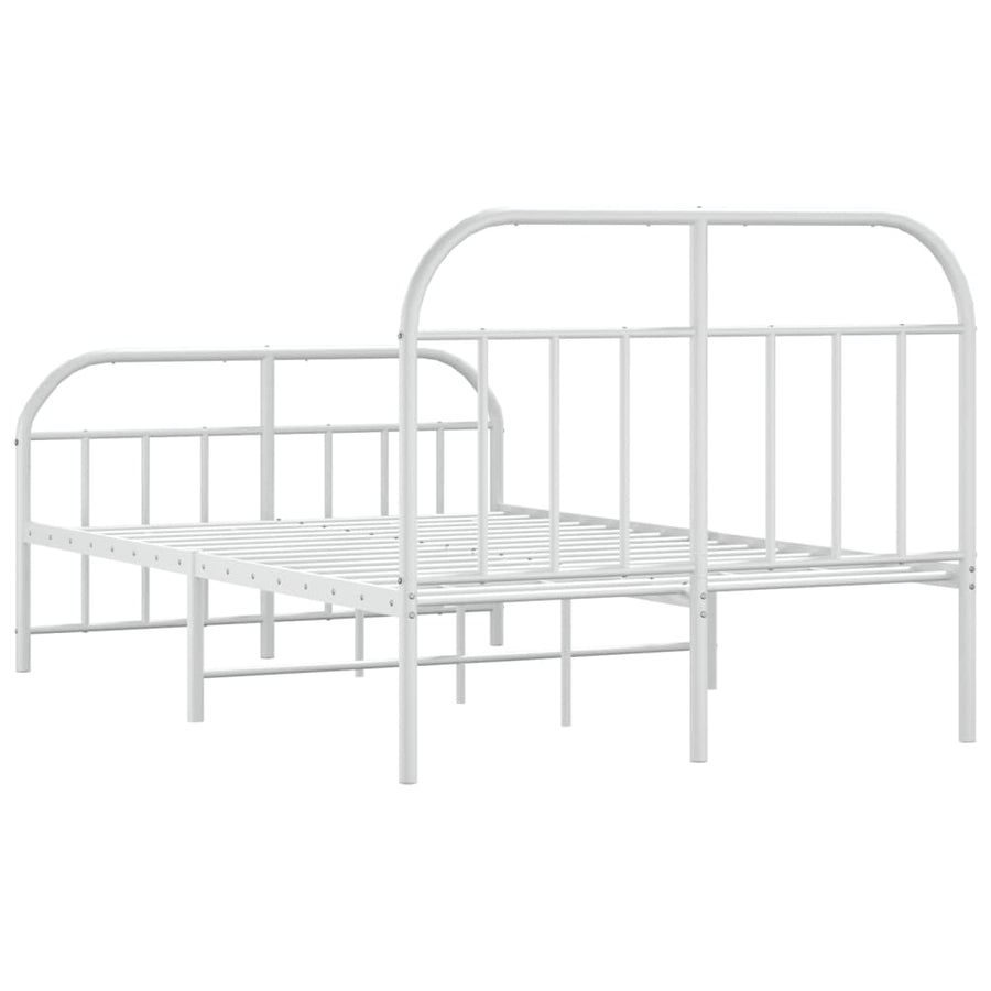 Bedframe Met Hoofd- En Voeteneinde Metaal 120 X 190 Cm Wit met hoofdbord & voetbord