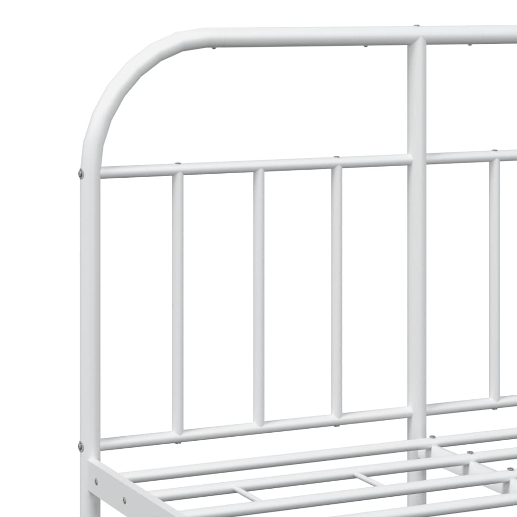 Bedframe Met Hoofd- En Voeteneinde Metaal 120 X 190 Cm Wit met hoofdbord & voetbord