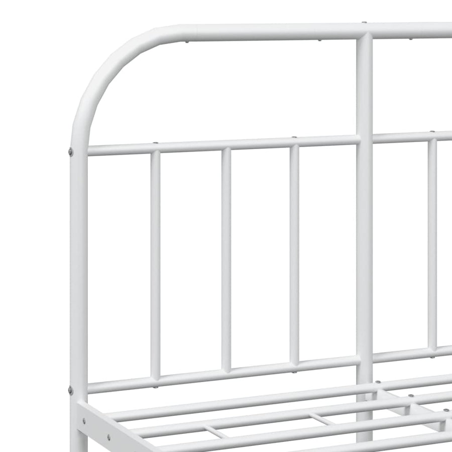 Bedframe Met Hoofd- En Voeteneinde Metaal 120 X 190 Cm Wit met hoofdbord & voetbord