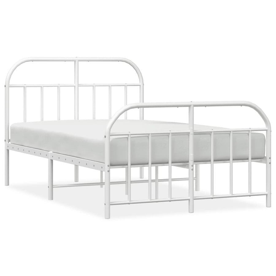 Bedframe Met Hoofd- En Voeteneinde Metaal 120 x 200 cm Wit met hoofdbord & voetbord
