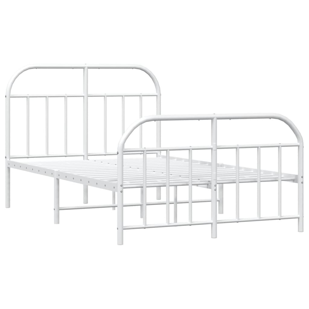 Bedframe Met Hoofd- En Voeteneinde Metaal 120 x 200 cm Wit met hoofdbord & voetbord