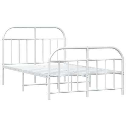 Bedframe Met Hoofd- En Voeteneinde Metaal 120 x 200 cm Wit met hoofdbord & voetbord