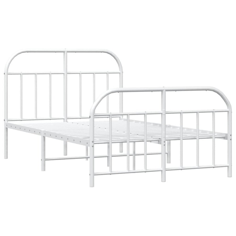 Bedframe Met Hoofd- En Voeteneinde Metaal 120 x 200 cm Wit met hoofdbord & voetbord