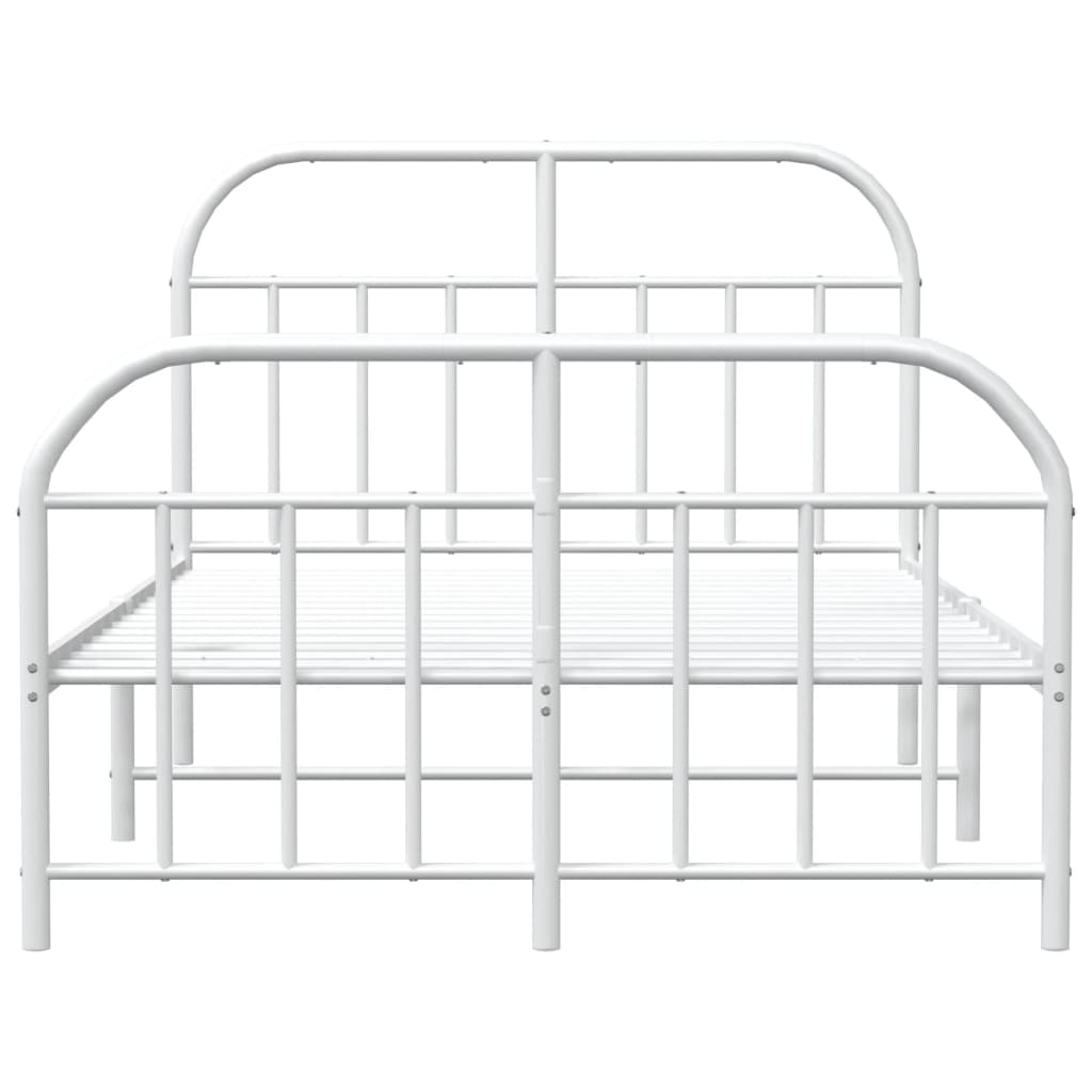 Bedframe Met Hoofd- En Voeteneinde Metaal 120 x 200 cm Wit met hoofdbord & voetbord