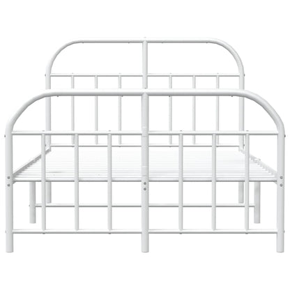 Bedframe Met Hoofd- En Voeteneinde Metaal 120 x 200 cm Wit met hoofdbord & voetbord